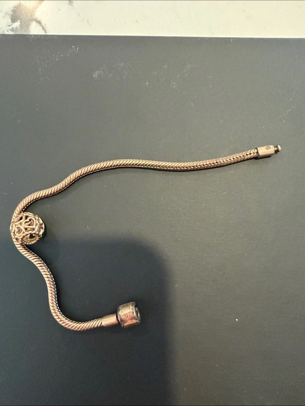 Pandora Rose Gold Filigree Snake Chain Bracelet